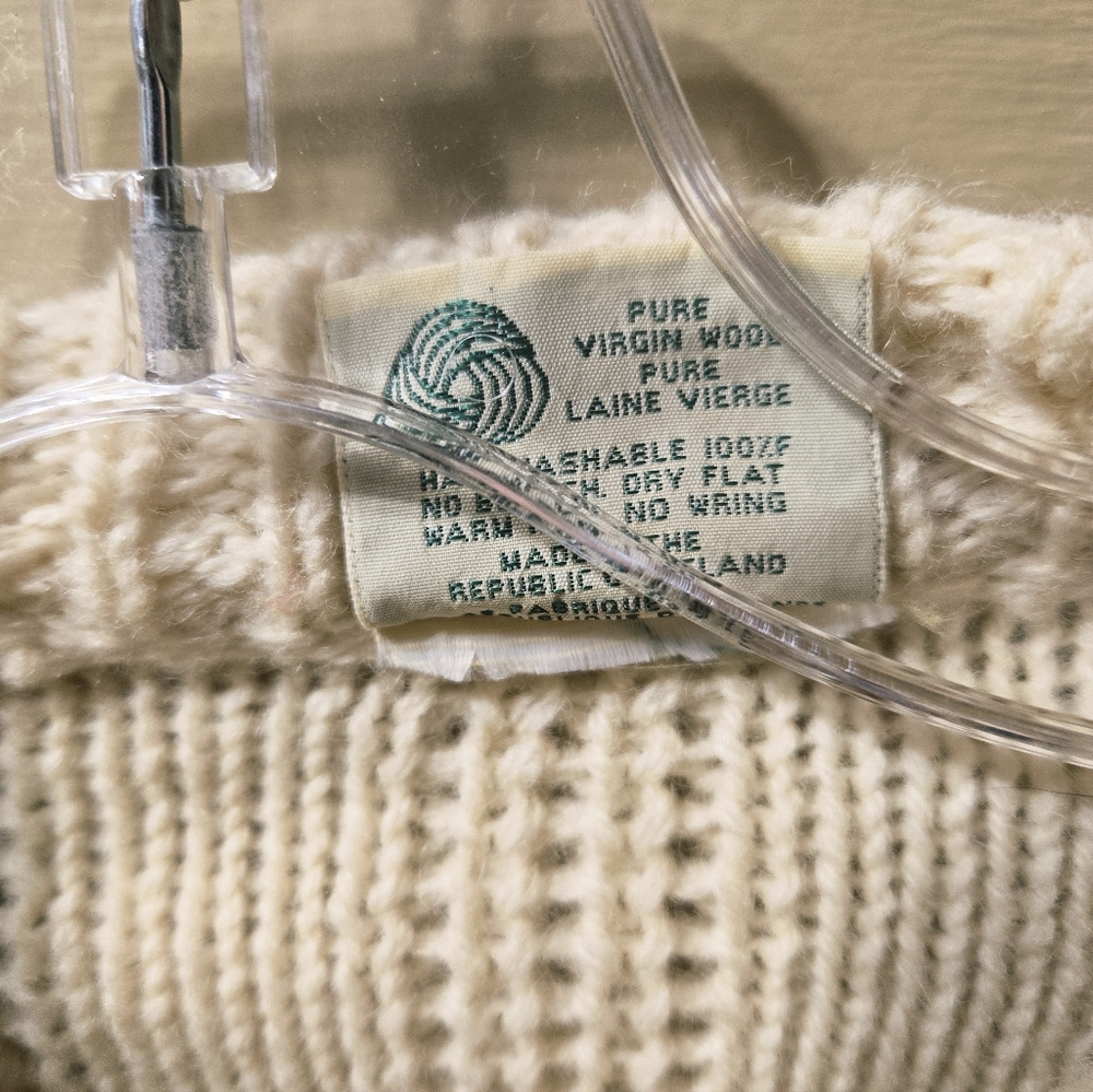 Cyril Cullen Ireland Pure Virgin Wool Knit Button Front Cream Cardigan - Picture 5 of 9